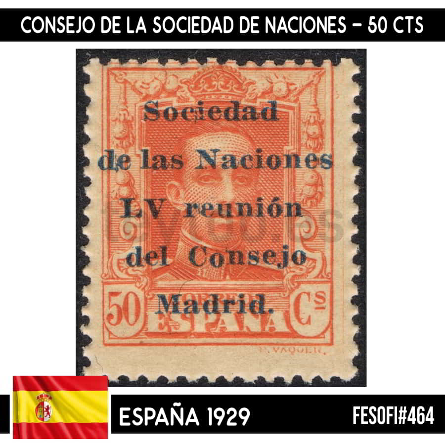 España 1929. Consejo de la Sociedad de Naciones, 40 cts (MNH) FES#463 (copia)