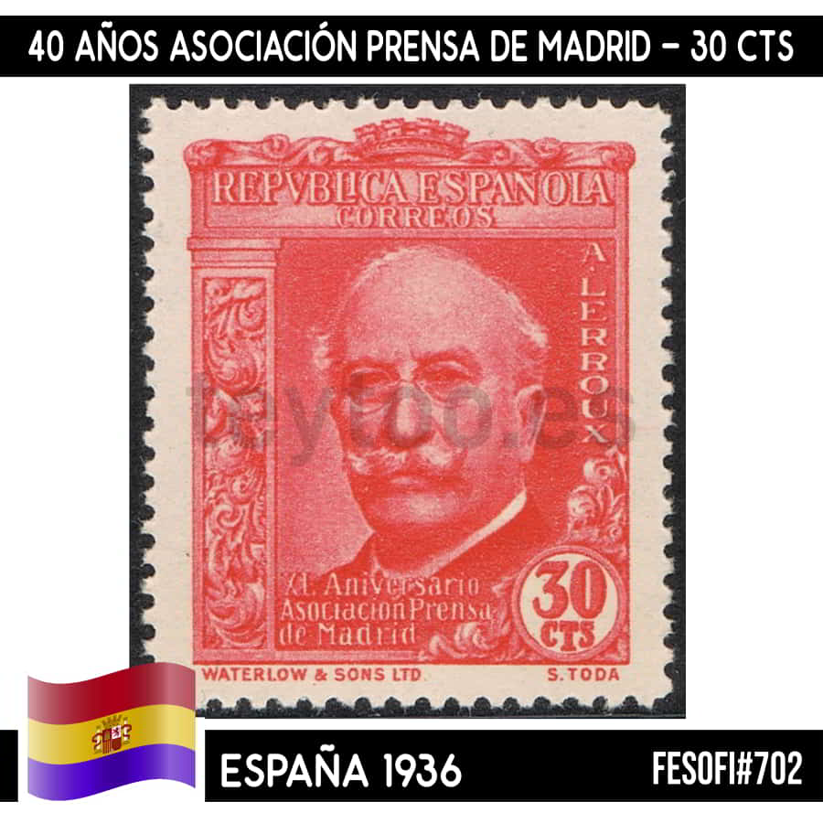 España 1936. Asociación Prensa de Madrid, 30 cts (MNH) FES#702