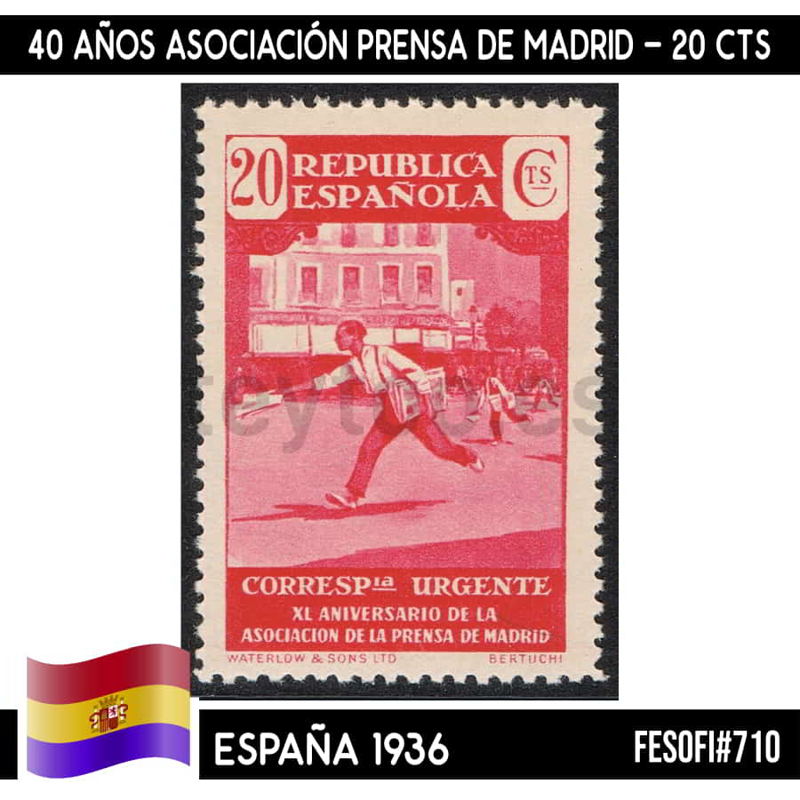 España 1936. Asociación Prensa de Madrid, 20 cts (MNH) FES#710