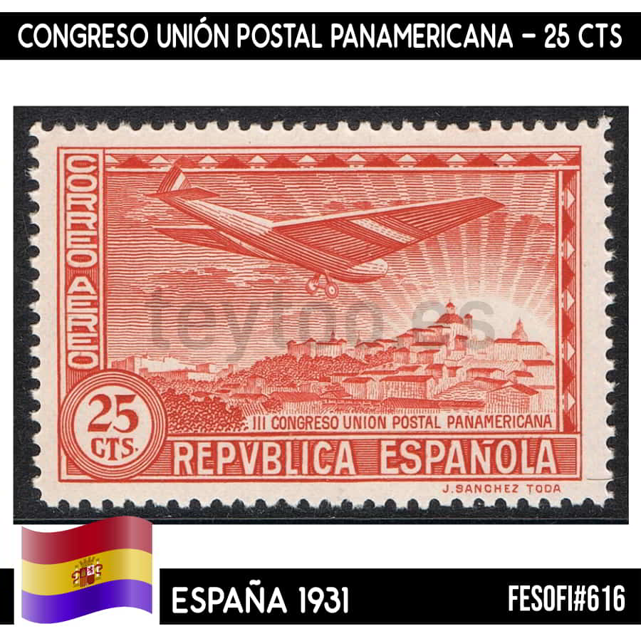 España 1931. Congreso Unión Postal Panamericana, 25 cts (MNH) FES#616