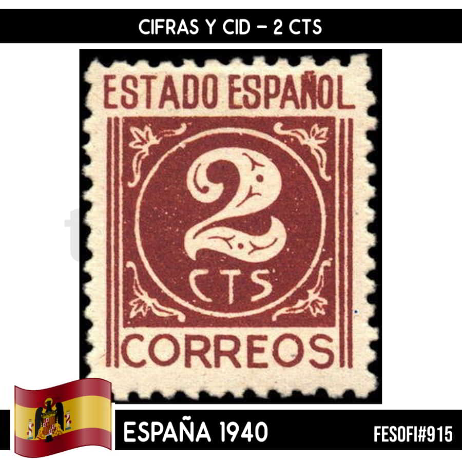 España 1940. Cifras y Cid, 2 cts (MNH) FES#915