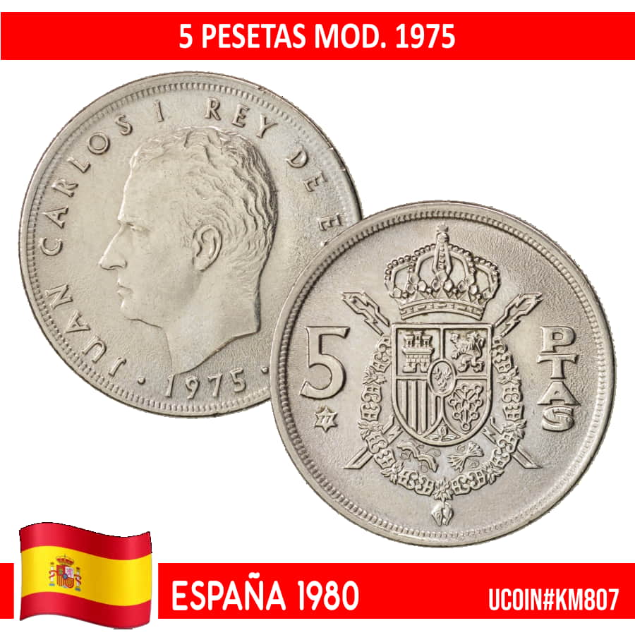 España 1980. 5 pts. Mod. 1975 (SC) UC#807