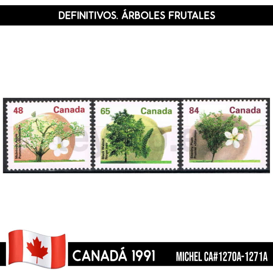 Canadá 1991. Definitivos. Árboles frutales (MNH) MI#1270A-1272A