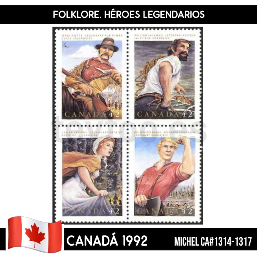 Canadá 1992. Folklore. Héroes Legendarios (MNH) MI#1314-1317