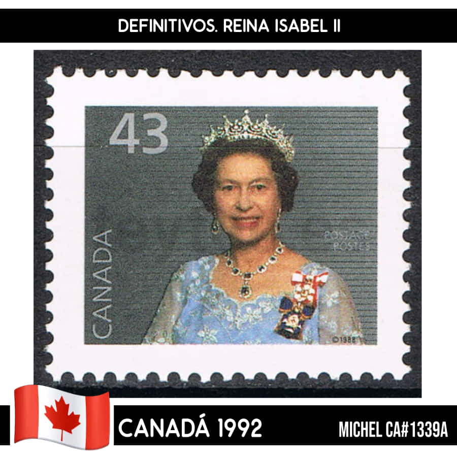 Canadá 1992. Definitivos. Reina Isabel II (MNH) MI#1339A (copia)