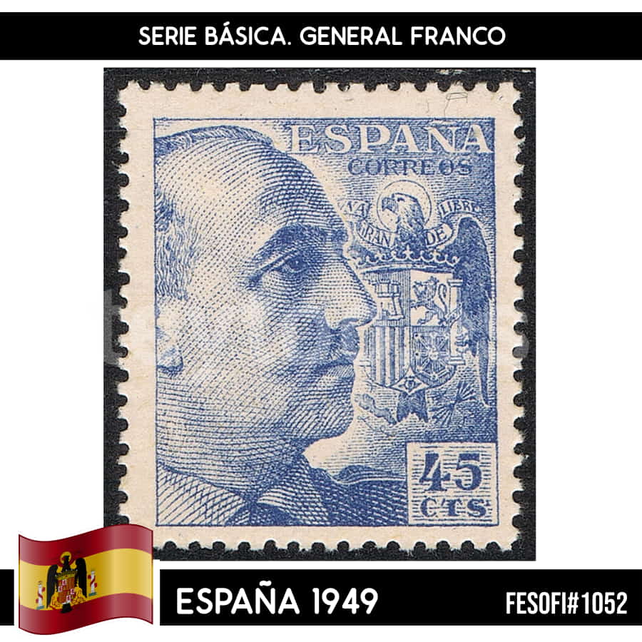 España 1949. Serie Básica, 45 cts (MNH) FES#1052