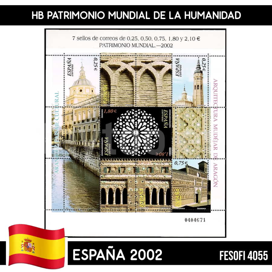 España 2002. HB Patrimonio Mundial de la Humanidad (MNH) FES#4055