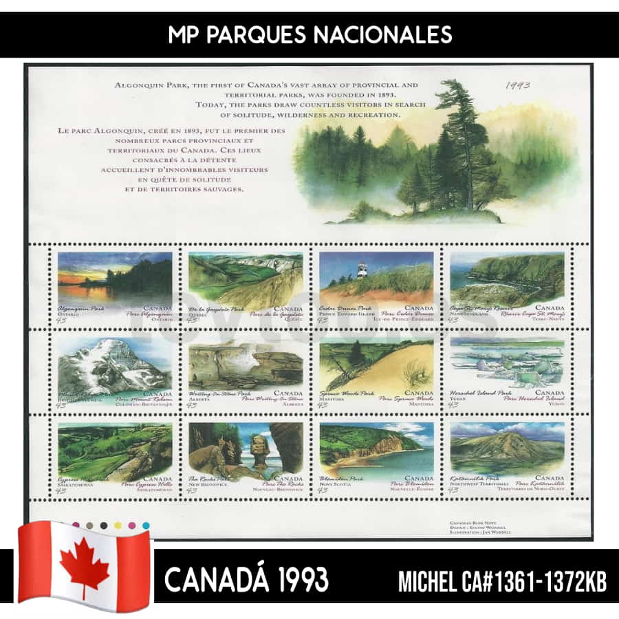 Canadá 1993. MP Parques Nacionales (MNH) MI#1361-1372KB