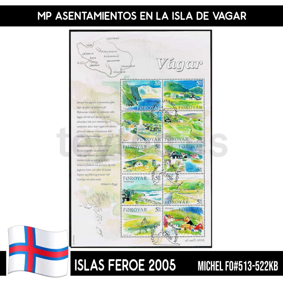 Faroe Islands 2005. MP Settlements in Vágar (CTO) MI#513-522KB