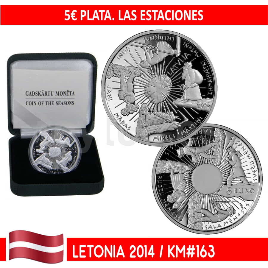 Letonia 2014. Las estaciones 5€, Plata (FDC) UC#163