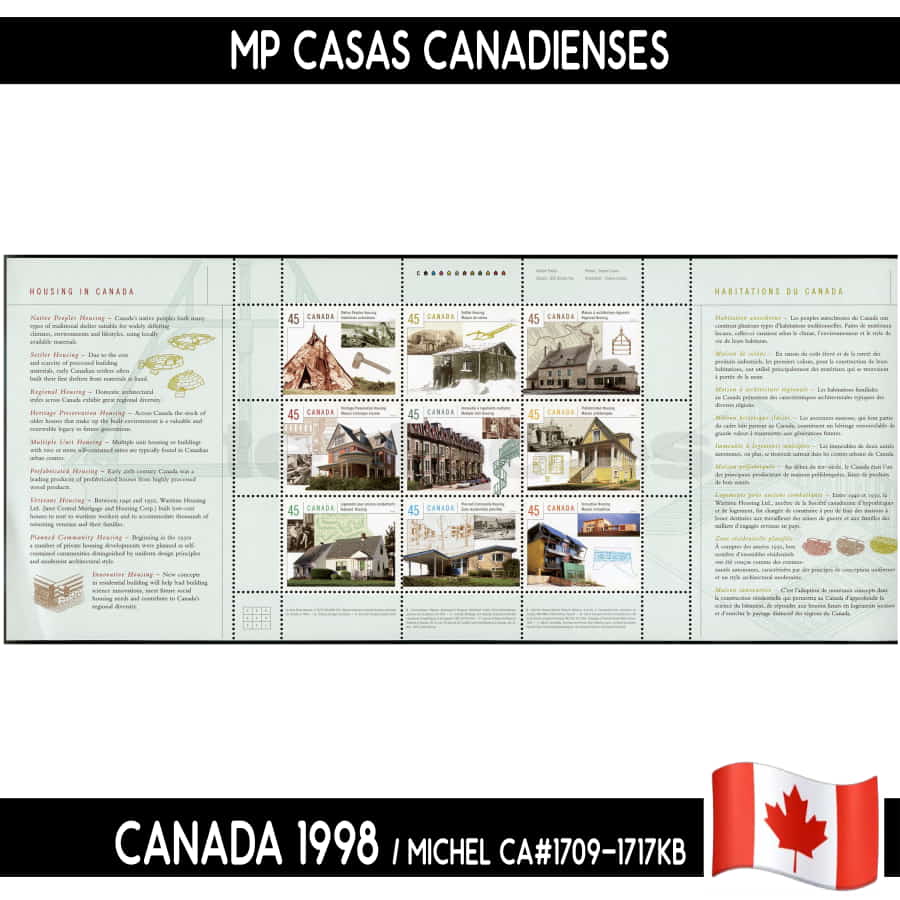 Canadá 1998. MP Casas canadienses (MNH) MI#1709-1717KB