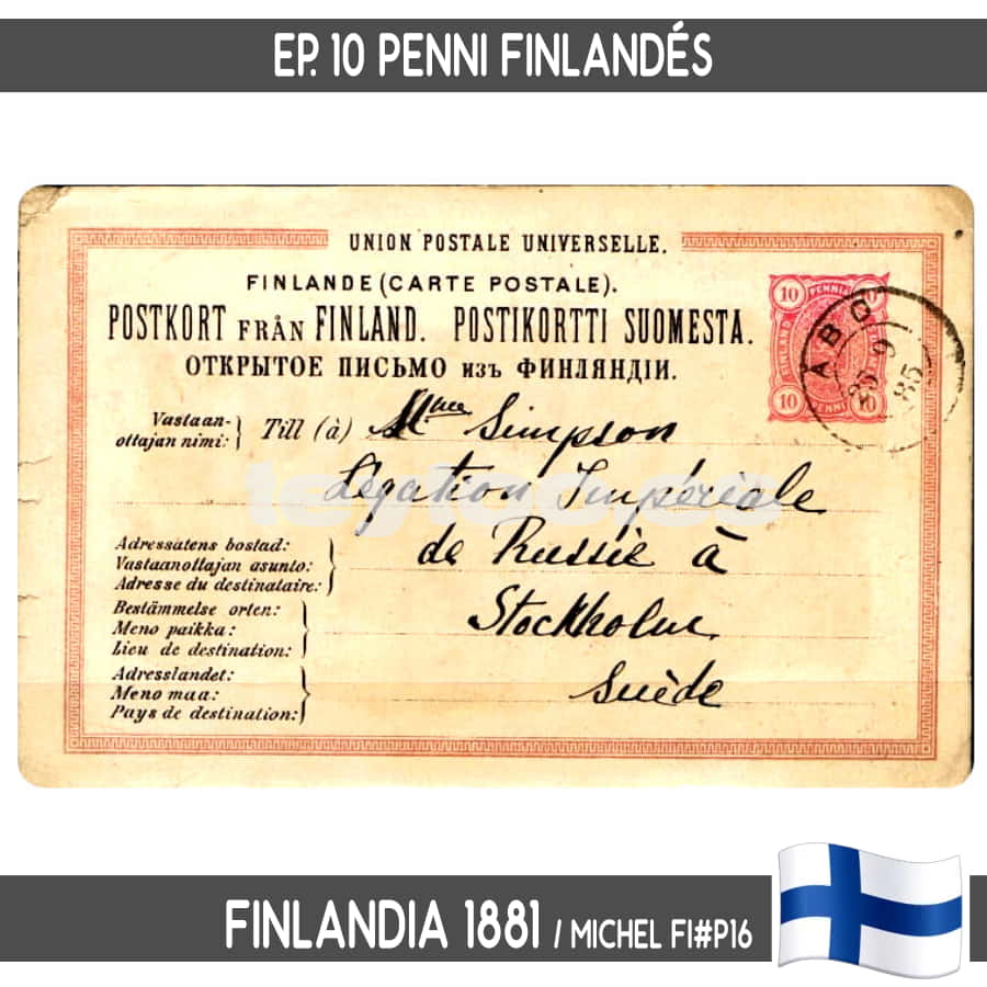 Finlandia 1881. EP 10 penni, circulada en 1885 (C)