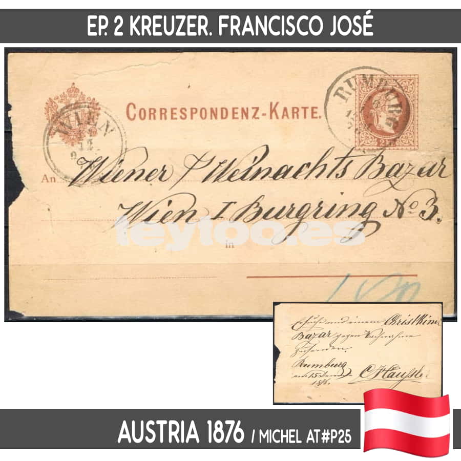 Austria 1876. EP Francisco José circulado 2 Kr. (C) MI#P25