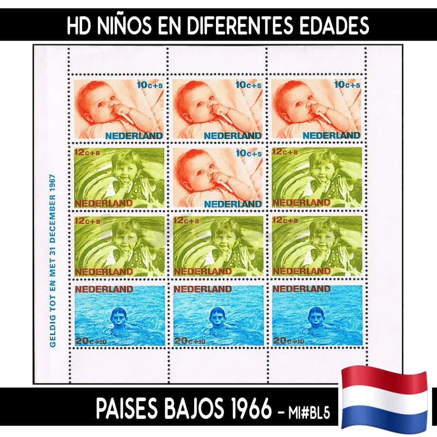 Países Bajos 1966. HB Niños en diferentes edades (MNH) MI#BL5