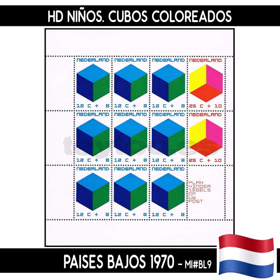 Países Bajos 1970. HB Pro-Niños. Cubos coloreados (MNH) MI#BL9