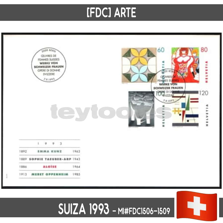 Switzerland 1993 [FDC] Women's Art Series (EN) MI#FDC1506-1509