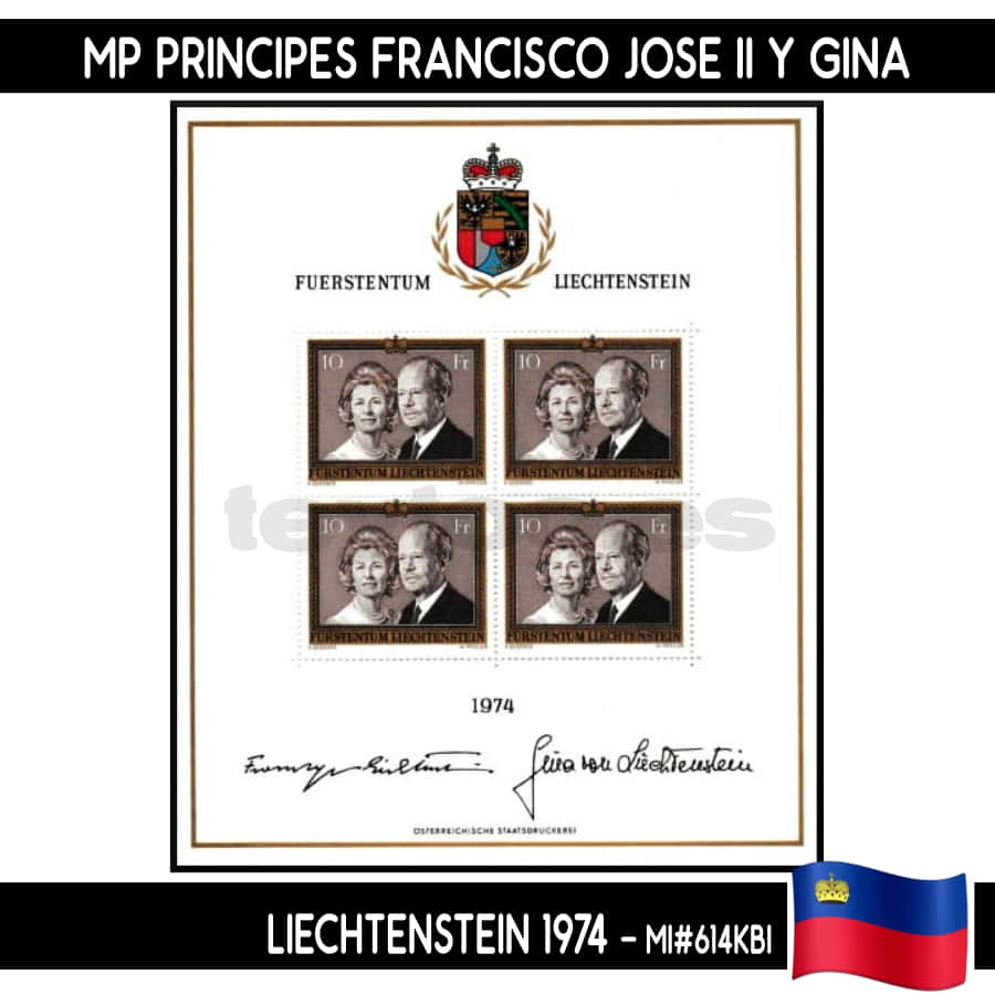 Liechtenstein 1974. MP Príncipes Francisco José II y Gina (MNH) MI#614KBI