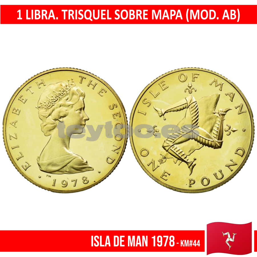 Isle of Man 1978. 1 pound. Triskel on map (SC) UC#44