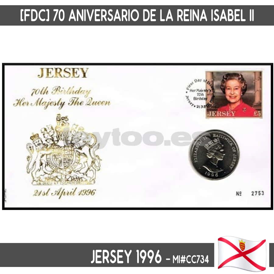 Jersey 1996. [FDC] 70 Aniversario de la Reina Isabel II (MNH) MI#CC734