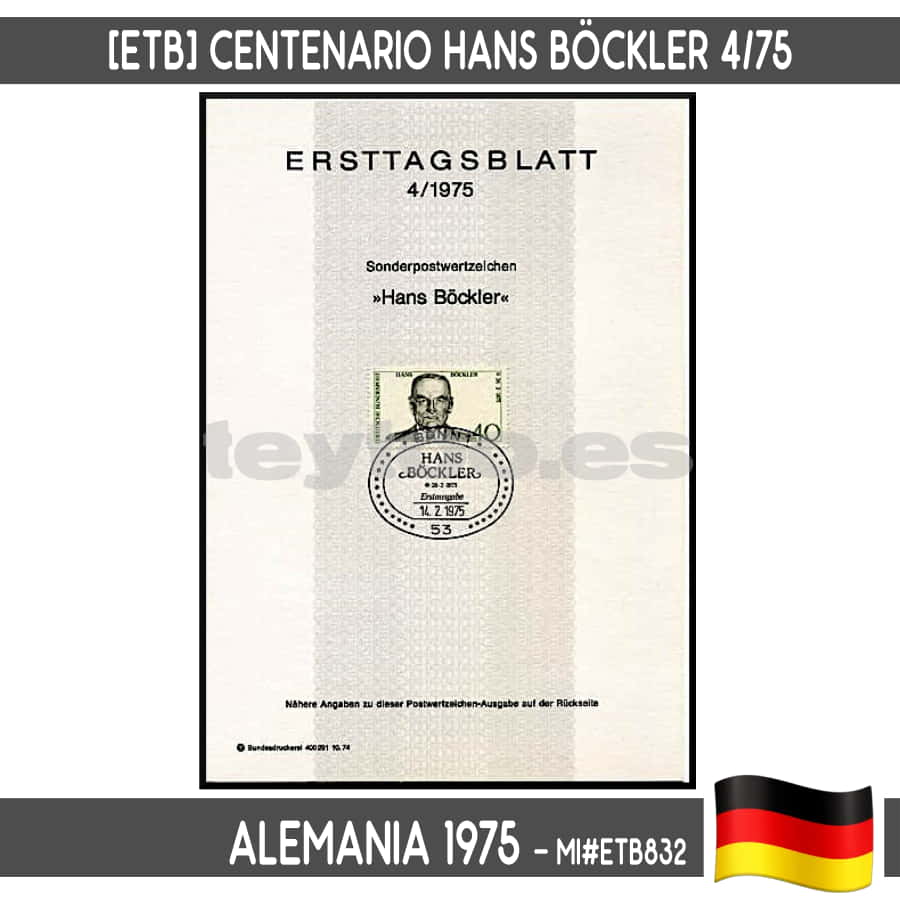 Alemania 1975 [ETB] Centenario de Hans Böckler (N) MI#ETB832