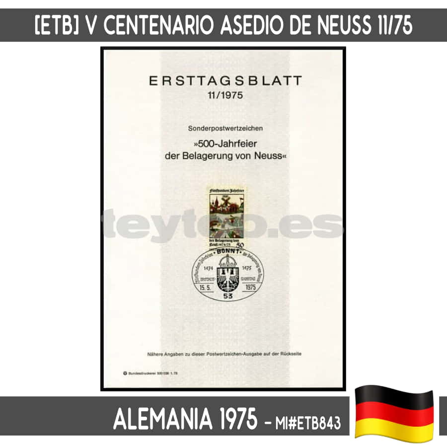 Germany 1975 [ETB] V Centenary siege of Neuss (N) MI#ETB843