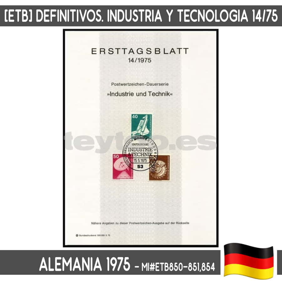 Alemania 1975 [ETB] Definitivos. Industria y técnica (N) MI#ETB850-851,854