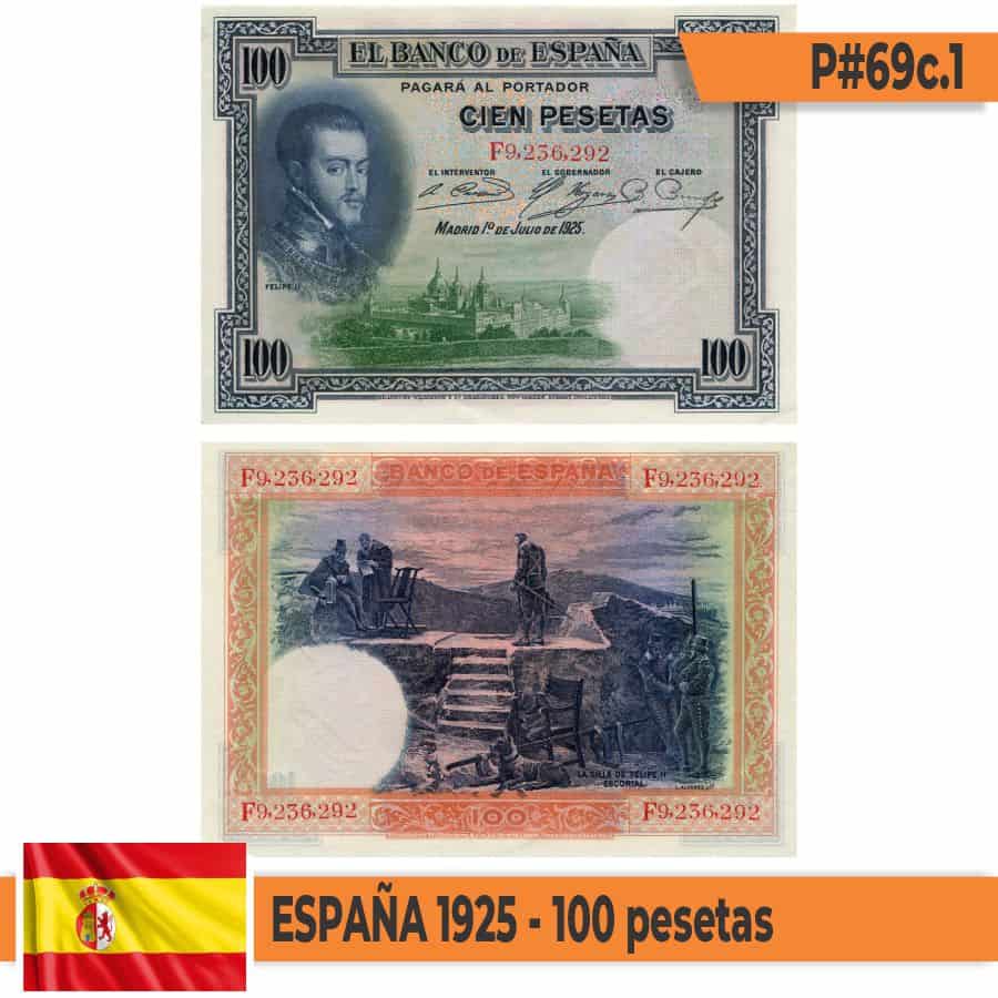 España 1925. 100 pts - Tipo C (VF) P#69c.1