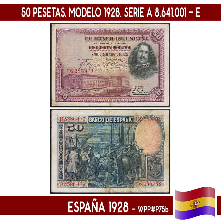 España 1928. 50 pts. Modelo 1928 (F) WP#P75b