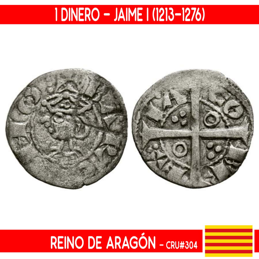 Kingdom of Aragon. 1 Spanish money. James I (MBC-) CRU#308