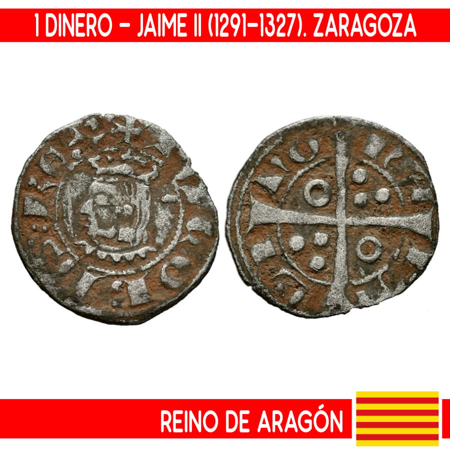 Reino de Aragón 1291-1327. 1 dinero. Jaime II (MBC)