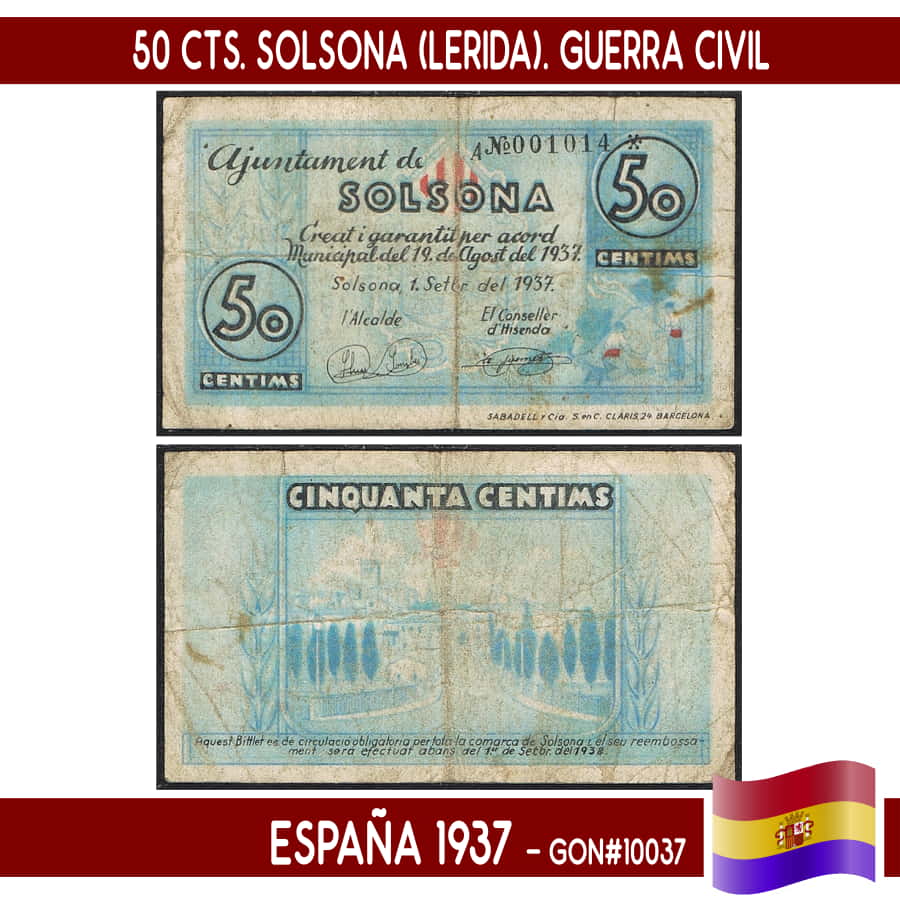 España 1937. 25 cts. Lérida (VG) GON#8358 (copia)