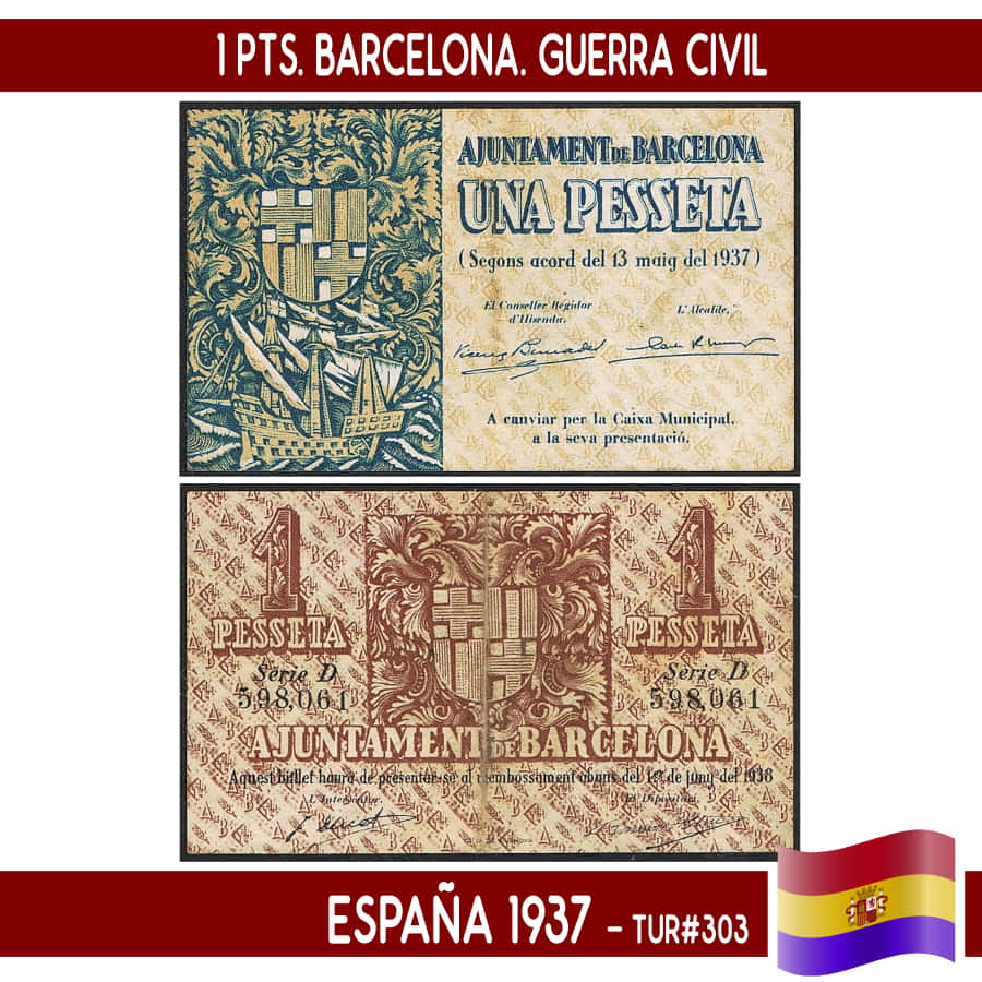 España 1937. 1 pts. Barcelona. Serie D (F) TUR#303