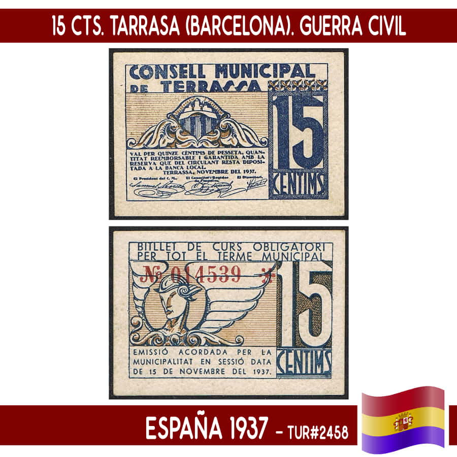 España 1937. 10 cts. Tarrasa (Barcelona) (VF) TUR#2459 (copia)