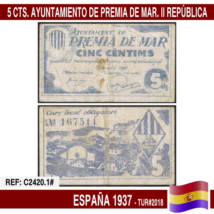 España 1937. 1 pts. Ayuntamiento de Ripoll (UNC) TUR@2133 (copia)