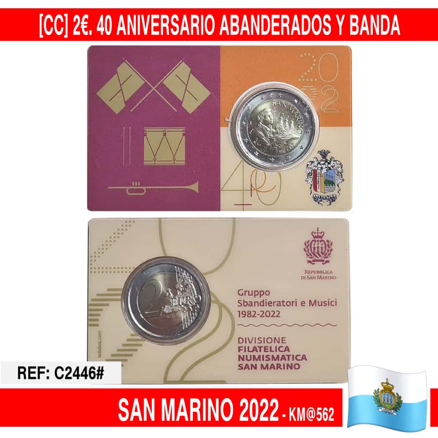 San Marino 2022. CC 2€ 180 Aniversario Gendarmería (UNC) KM@562 (copia)