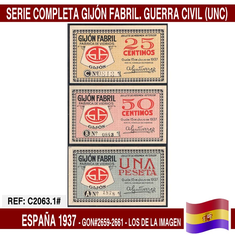 España 1937. Lote Gijón Fabril (UNC) GON2659-2661