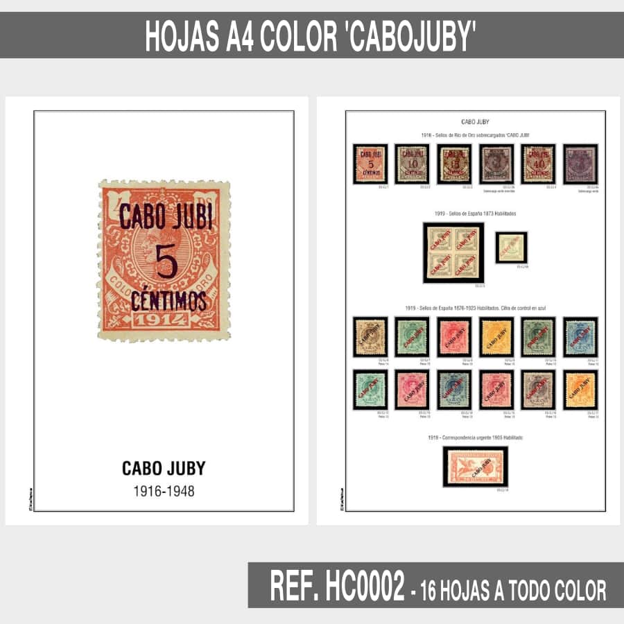 Hojas Album España A4 'Cabo Juby' a todo color CON taladros