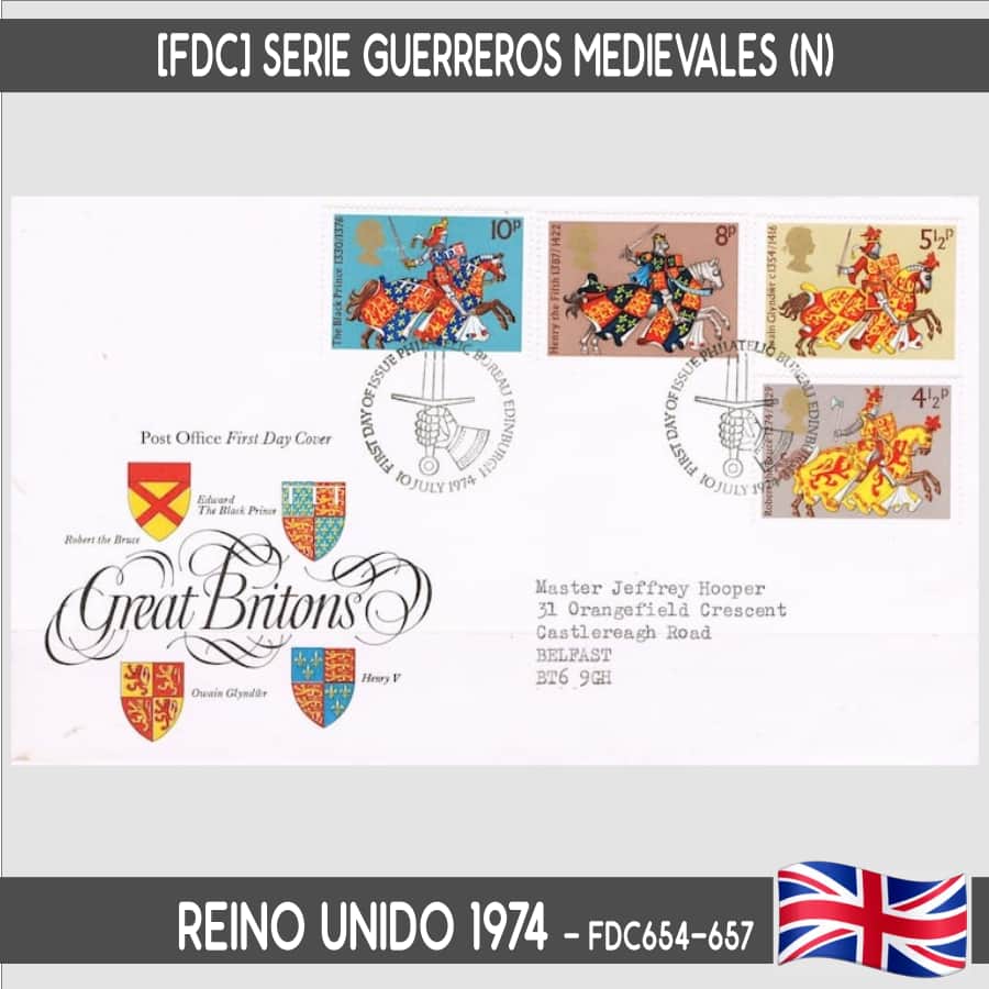 Royaume-Uni en 1974. [FDC] Série Guerriers médiévaux (C)