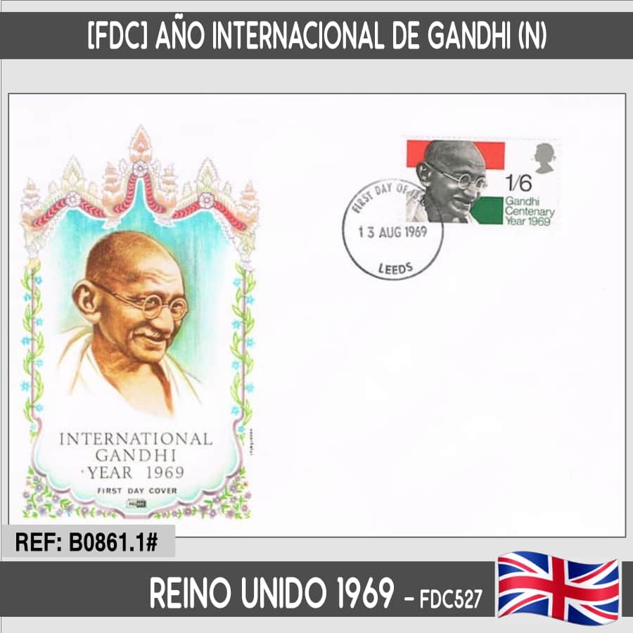 Reino Unido 1969 [FDC] Año Internacional de Gandhi (N)