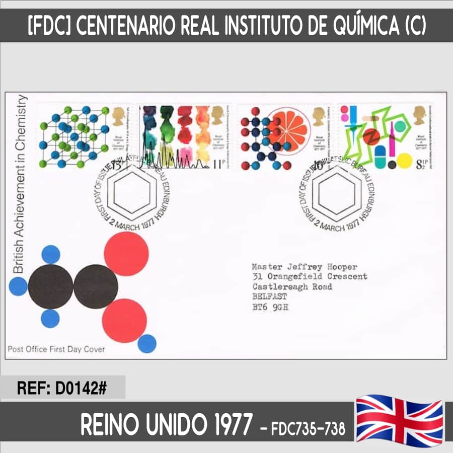 Reino Unido 1977 [FDC] Centenario Real Instituto de Química (C)