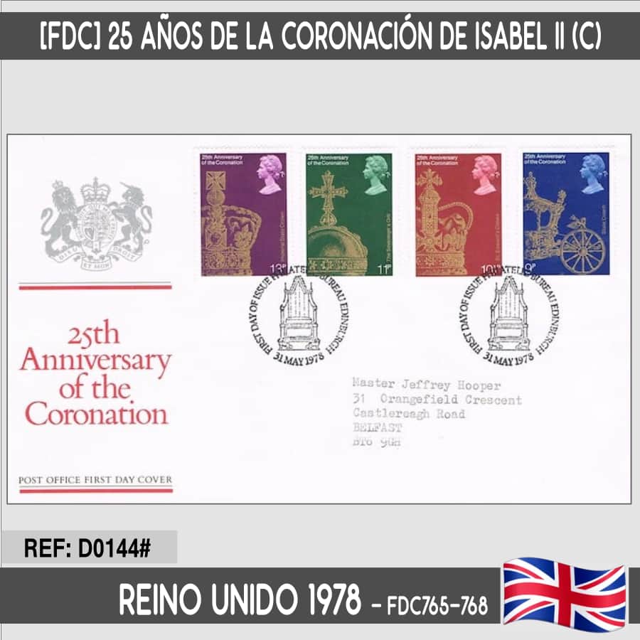 Reino Unido 1978 [FDC] 25 años Coronación de Isabel II (C)