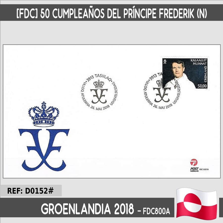 Grönland 2018 [FDC] 50. Jahrestag von Prinz Frederik (N)