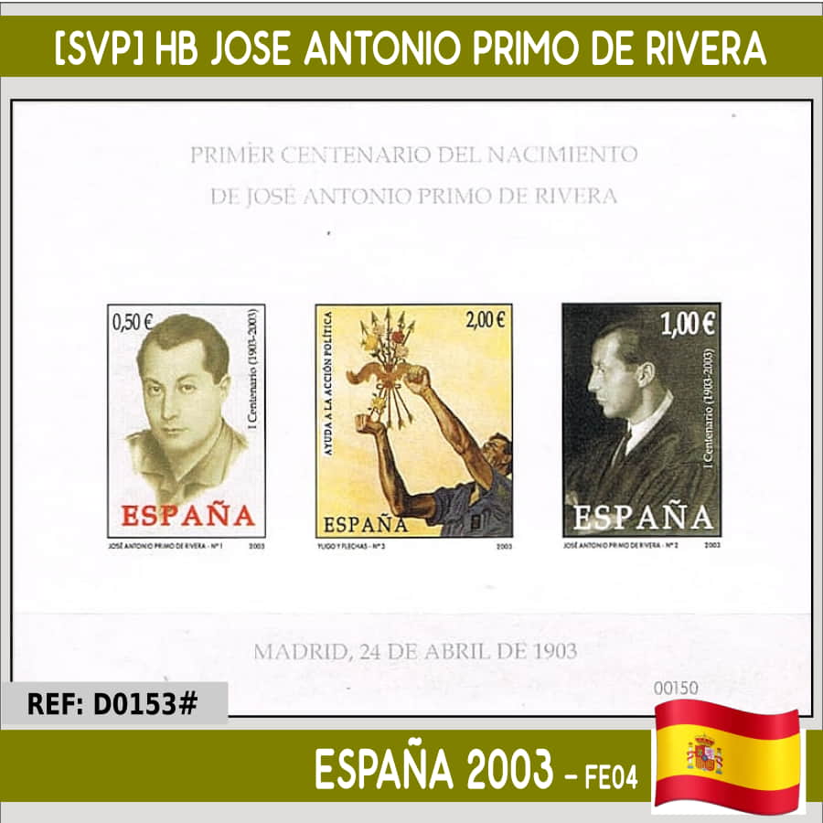 España 2003. [SVP] HB José Antonio Primo de Rivera (MNH)