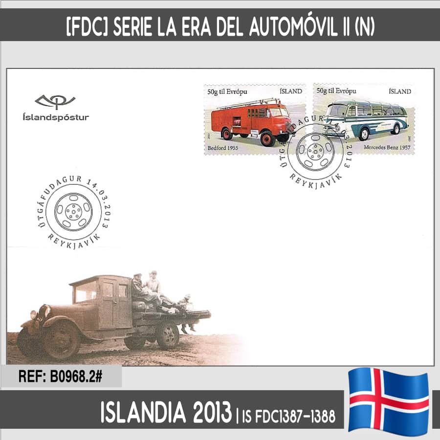 Island 2013 [FDC] Serie Die Ära des Automobils II (N)