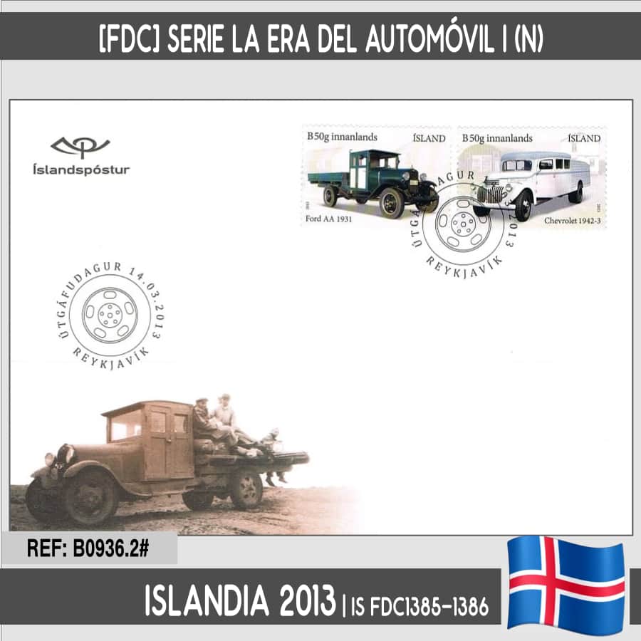 Island 2013 [FDC] Serie Die Ära des Automobils I (N)