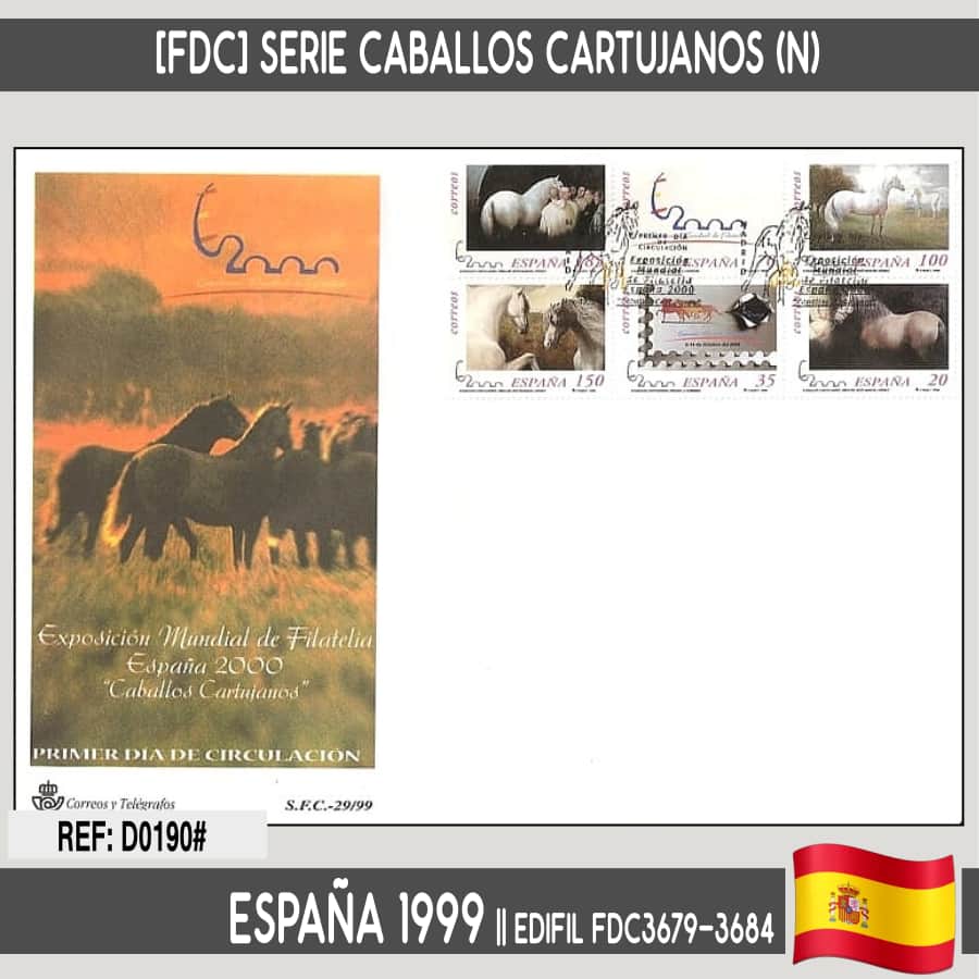 Espagne 1999 [FDC] Série Chevaux chartreux (N)