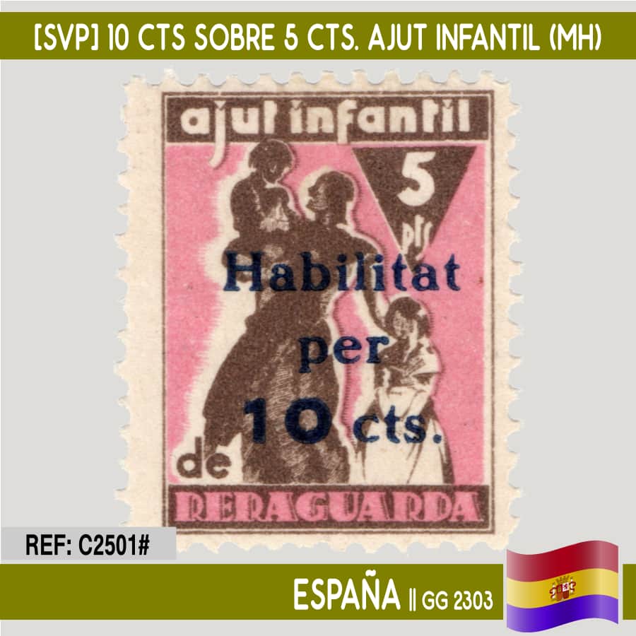 España [SVP] 10 cts sobre 5 cts. Ajut infantil de reraguarda (MH)