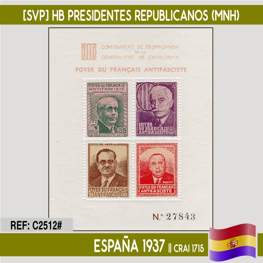 Spain 1937 [SVP] HB Republican Presidents (MNH)