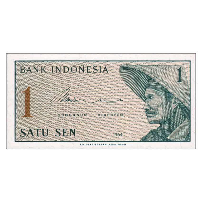 Indonesia 1964, 1 Sen 'REEMPLAZO' (UNC) - P-90r