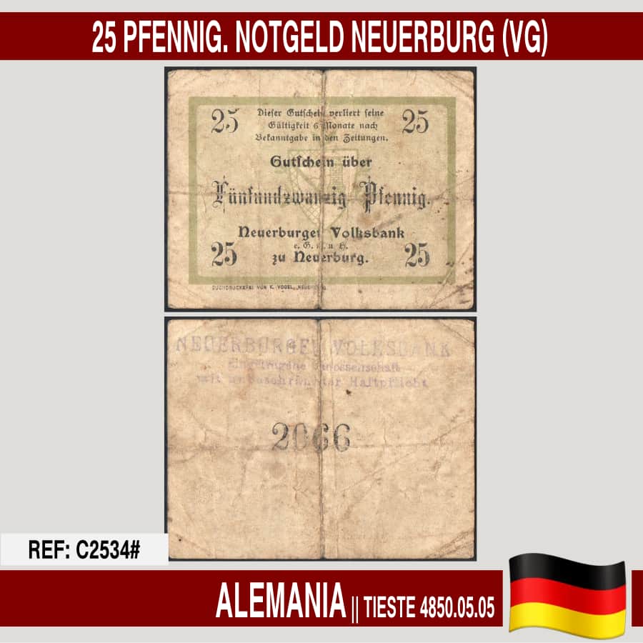 Alemania 1920. 25 pf. Notgeld Nürnberg (XF) (copia)